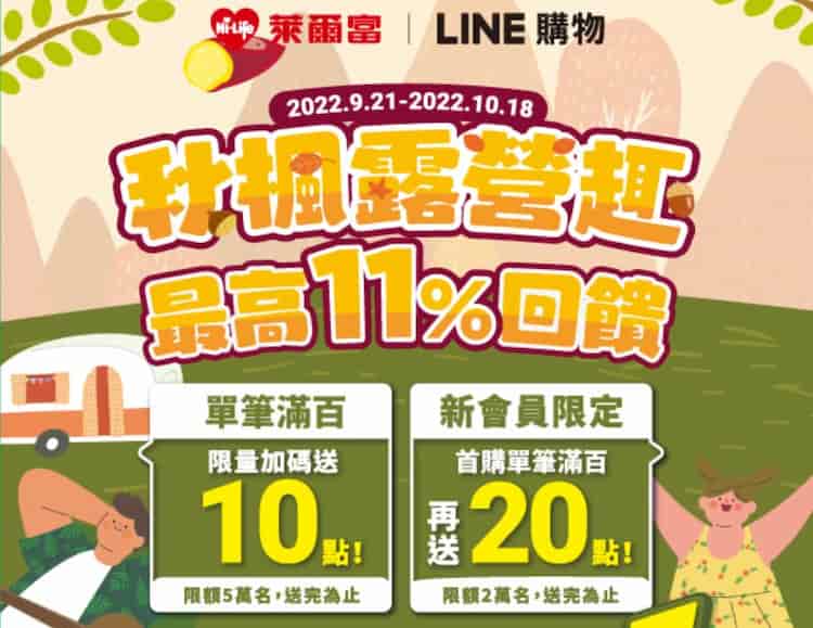 於萊爾富活動門市出示 LINE 購物條碼，會員享單筆滿額最高 11% 回饋