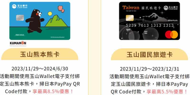 玉山指定信用卡綁玉山 Wallet 於日本 PayPay 消費，享最高 7% 回饋