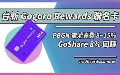 2024台新Gogoro聯名卡GoShare 8%/PBGN資費15%回饋