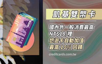 凱基雙幣卡消費 NT$18 贈 1 哩，自動加值 10% 回饋