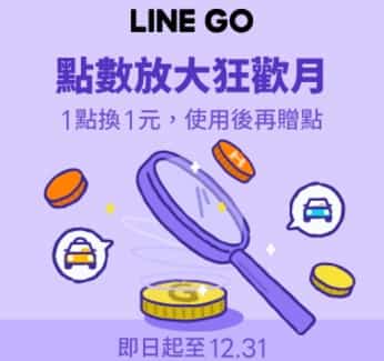 Happy Go 點數兌換 LINE Go 折抵券，最高 70 點兌換 $70 LINE Go 乘車券