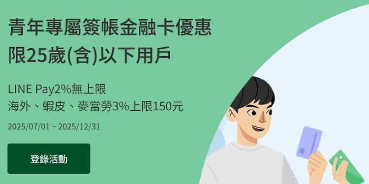 25 歲以下用國泰簽帳金融卡於指定通路消費,享最高 3% 現金回饋