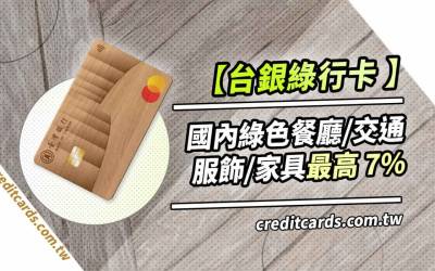 臺銀綠行卡，國內指定通路最高7%/Apple Pay 4.5%回饋