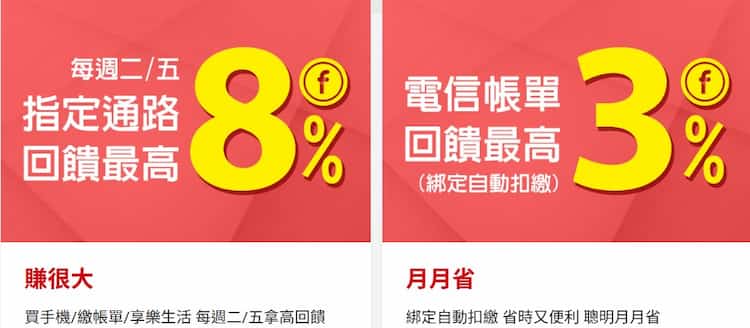 台新 FriDay 聯名卡享每週二、五指定通路最高 8% 遠傳幣回饋