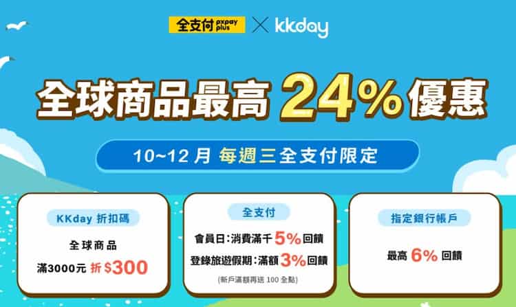 全支付週三刷 KKday 優惠