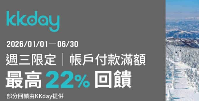 KKday 每週三使用全支付消費，單筆滿額最高享 7% 回饋