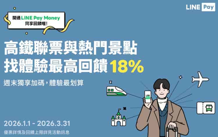 LINE Pay 找體驗功能購買 Klook 票券用 LINE Pay 支付，週六日享最高 18% 回饋