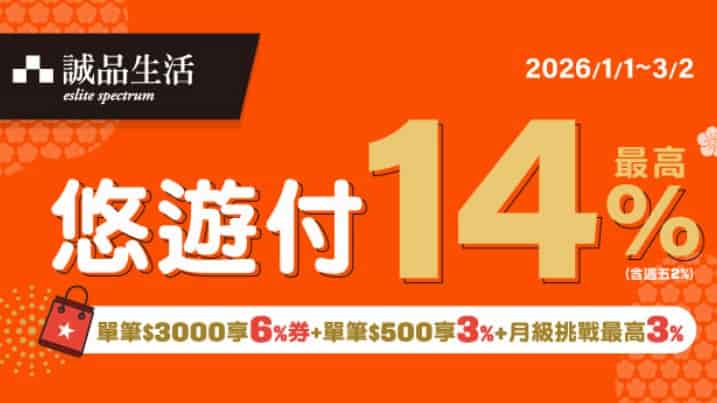 於誠品生活使用悠遊付消費，單筆滿額享 3% + 贈 $180 優惠券