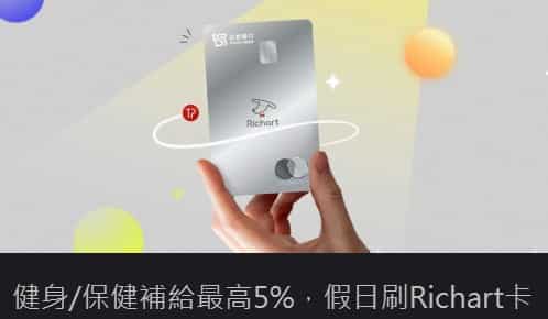 指定健身保健通路刷台新 Richart 卡，領券後最高享 5% 回饋