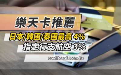 2026樂天信用卡推薦，日韓泰4%/行支航空3%