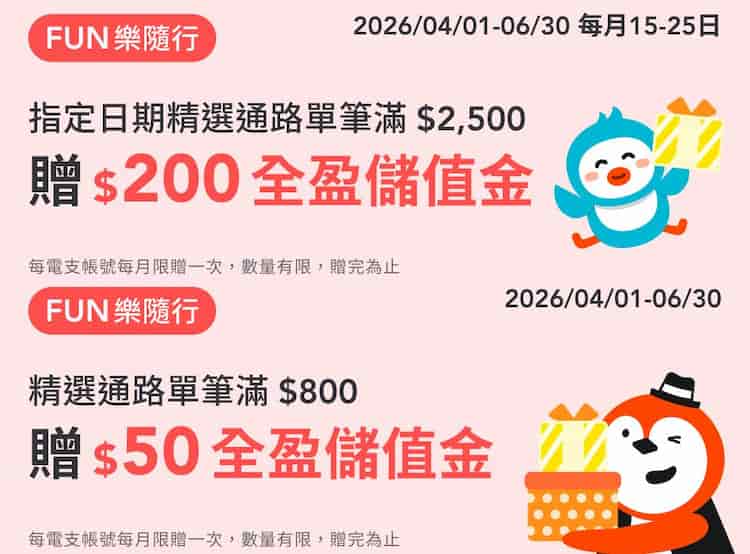 全盈 Pay 於指定電商消費，單筆滿額享最高 10% 全盈儲值金回饋