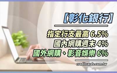 2026彰銀信用卡推薦，影音娛樂電商6%/行支3.5%回饋
