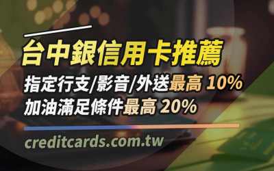 2026台中銀信用卡推薦，行支外送影音10%/自動加值12.5%/加油20%回饋
