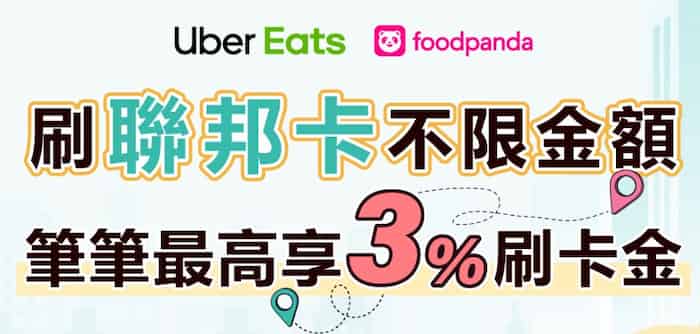 Uber Eats、foodpanda 刷聯邦卡登錄後最高享 3% 刷卡金回饋