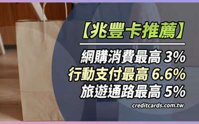 2026兆豐信用卡推薦,網購3%/旅遊5%/行支6.6%/電動車15%回饋